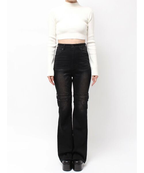 EMODA（エモダ）の「ハイカバーフレアパギンス（デニムパンツ・レディース・インディゴブルー/ブラック・SMALL/MEDIUM/X-SMALL）」の4枚目の写真