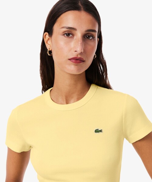LACOSTE（ラコステ）の「タイトフィットリブニットTシャツ（Tシャツ/カットソー・レディース・ブラック/ホワイト/イエロー・34/36/38/40/42）」の21枚目の写真