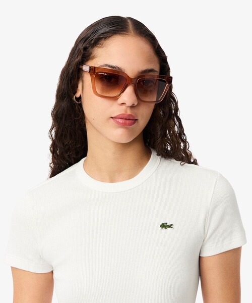 LACOSTE（ラコステ）の「タイトフィットリブニットTシャツ（Tシャツ/カットソー・レディース・ブラック/ホワイト/イエロー・34/36/38/40/42）」の15枚目の写真