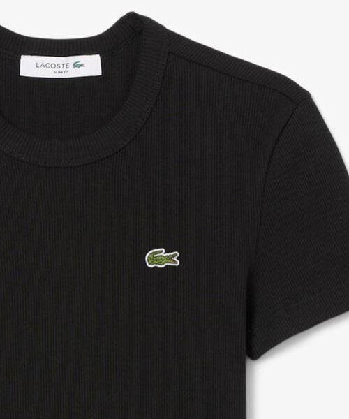 LACOSTE（ラコステ）の「タイトフィットリブニットTシャツ（Tシャツ/カットソー・レディース・ブラック/ホワイト/イエロー・34/36/38/40/42）」の2枚目の写真