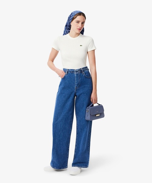 LACOSTE（ラコステ）の「タイトフィットリブニットTシャツ（Tシャツ/カットソー・レディース・ブラック/ホワイト/イエロー・34/36/38/40/42）」の10枚目の写真