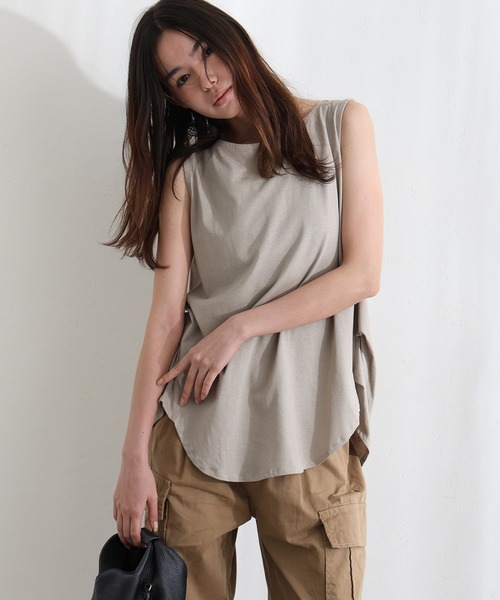 ElegChic(エレグシック)の「脇 タック ノースリーブトップス(タンクトップ・レディース・ホワイト/ベージュ/ブラック・M/XL/4L)」の8枚目の写真
