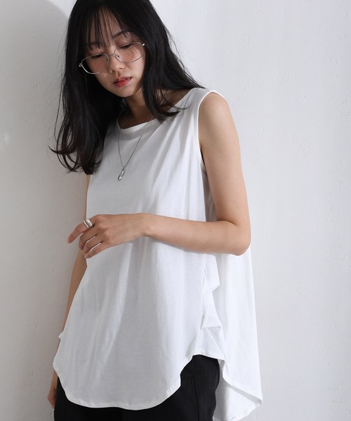 ElegChic(エレグシック)の「脇 タック ノースリーブトップス(タンクトップ・レディース・ホワイト/ベージュ/ブラック・M/XL/4L)」の15枚目の写真