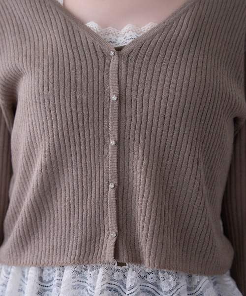 セール】ビジューボタンベルスリーブカーディガン（カーディガン