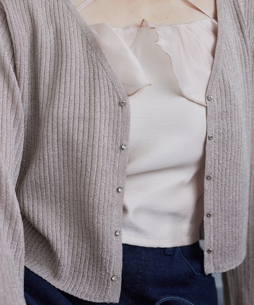 d.i.a. カーディガン ボレロ ベルスリーブ セール】ビジューボタンベルスリーブカーディガン（カーディガン