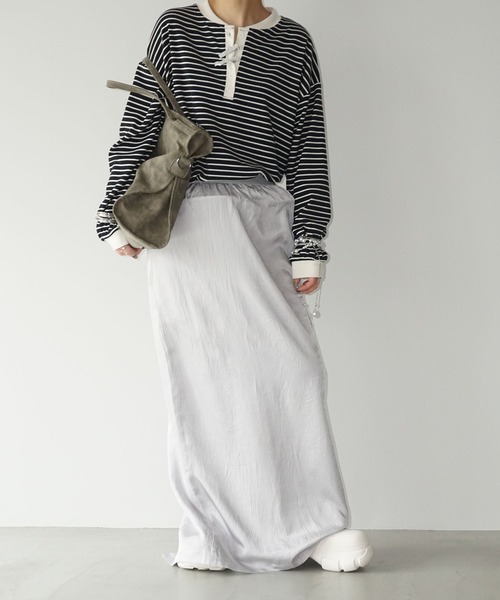 ボーダーヘンリーネック プルオーバー chw25a051-ファッション通販