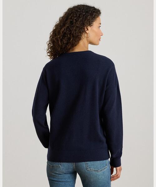 LAUREN RALPH LAUREN(ローレン ラルフ ローレン)の「エンブロイダリー カシミヤ クルーネック セーター(ニット/セーター・レディース・ネイビー系1・M)」の4枚目の写真