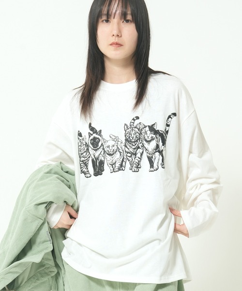 CORISCO(コリスコ)の「モノトーンアニマル柄ロンTEE(M1)(Tシャツ/カットソー・メンズ・オートミール/キナリ/グレー系1/ブラック系1/ブラック系2/ホワイト系1/ホワイト系2/グレー系2・MEDIUM/LARGE/X-LARGE)」の3枚目の写真