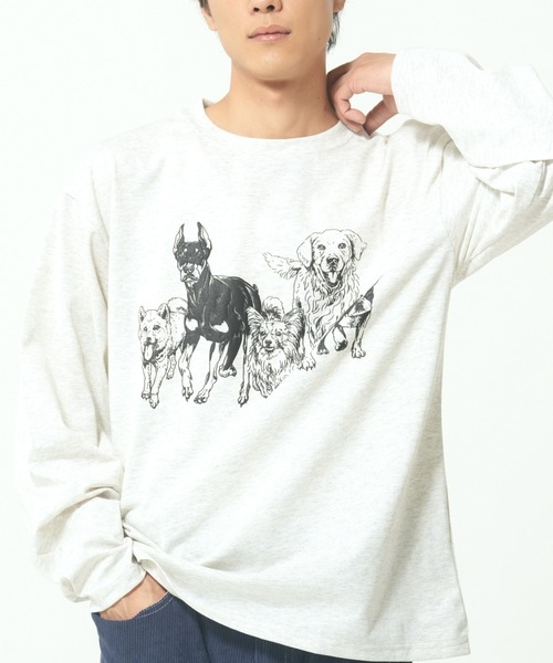 CORISCO(コリスコ)の「モノトーンアニマル柄ロンTEE(M1)(Tシャツ/カットソー・メンズ・オートミール/キナリ/グレー系1/ブラック系1/ブラック系2/ホワイト系1/ホワイト系2/グレー系2・MEDIUM/LARGE/X-LARGE)」の2枚目の写真