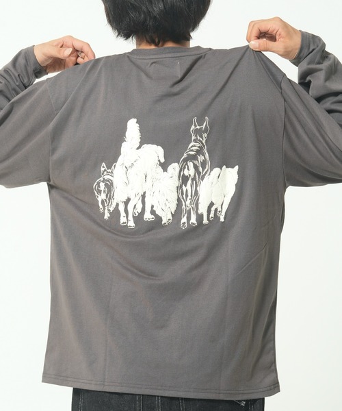 CORISCO(コリスコ)の「モノトーンアニマル柄ロンTEE(M1)(Tシャツ/カットソー・メンズ・オートミール/キナリ/グレー系1/ブラック系1/ブラック系2/ホワイト系1/ホワイト系2/グレー系2・MEDIUM/LARGE/X-LARGE)」の17枚目の写真