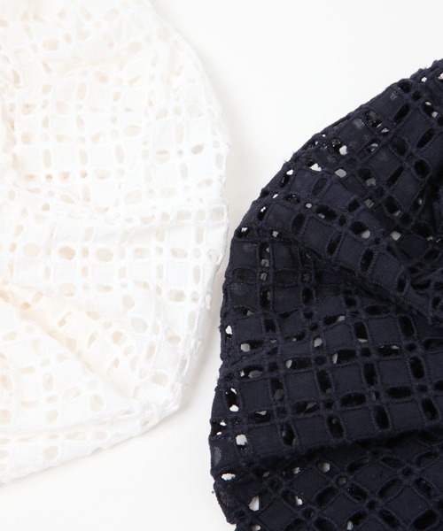 mysty woman(ミスティウーマン)の「スカラップレースシュシュ 595943(シュシュ・レディース・ネイビー/オフホワイト・FREE)」の3枚目の写真
