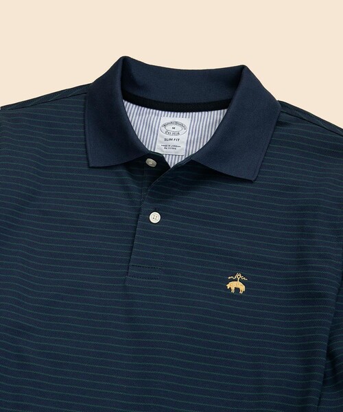 BROOKS BROTHERS(ブルックスブラザーズ)の「スーピマコットンストレッチ GFロゴ シンストライプ ロングスリーブポロシャツ Slim Fit(ポロシャツ・メンズ・ホワイト/ネイビー/レッド・LARGE/SMALL/X-LARGE/MEDIUM)」の6枚目の写真