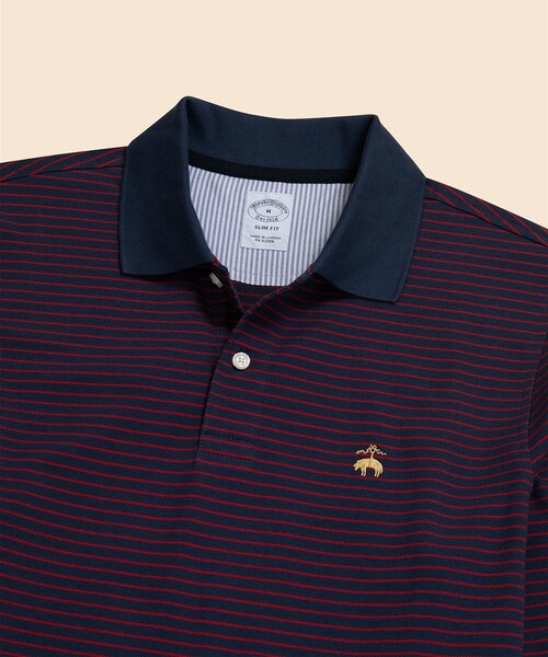 BROOKS BROTHERS(ブルックスブラザーズ)の「スーピマコットンストレッチ GFロゴ シンストライプ ロングスリーブポロシャツ Slim Fit(ポロシャツ・メンズ・ホワイト/ネイビー/レッド・LARGE/SMALL/X-LARGE/MEDIUM)」の8枚目の写真