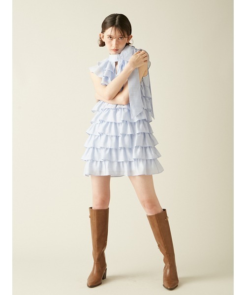 リリーブラウン　フリルボウタイミニドレス セール】フリルボウタイミニドレス（ドレス）｜LILY BROWN