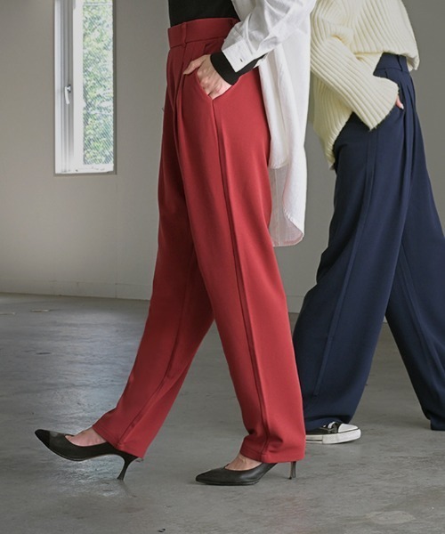 HUG.U（ハグユー）の「＜選べる3丈/2タイプ＞ シワになりにくい美シルエットパンツ（その他パンツ・レディース・ブラック/ネイビー/ブラウン/レッド/オリーブ/ブラック系その他/ブラウン系その他/グリーン系その他/ブルー系その他/レッド系その他/グレイッシュブルー/ブルー系その他2・M(レギュラー丈)/M(トール丈)/L(レギュラー丈)/L(トール丈)/M(ショート丈)/L(ショート丈)）」の12枚目の写真