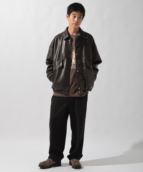 【今季人気商品】✨niko and... ヴィンテージフェイクレザーブルゾン niko and（ニコアンド）の「ヴィンテージフェイクレザー