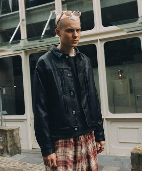 ニュージーランド ラムレザー トラッカージャケット（ライダース