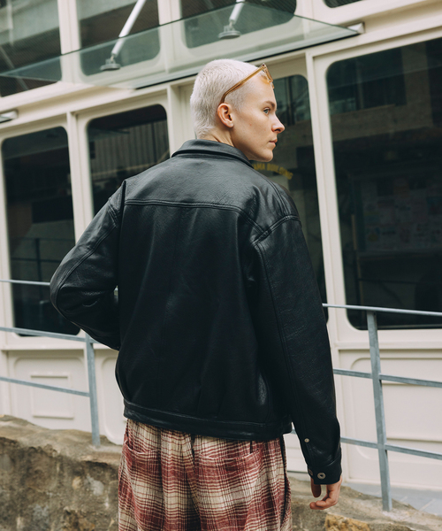 ニュージーランド ラムレザー トラッカージャケット（ライダース