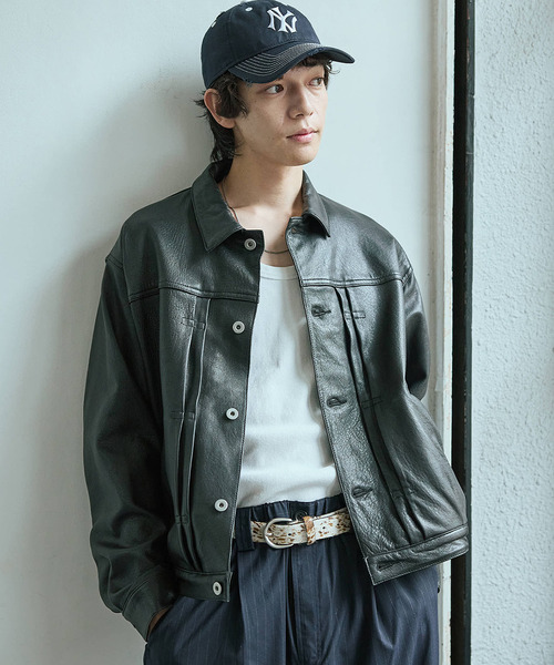 ニュージーランド ラムレザー トラッカージャケット（ライダース