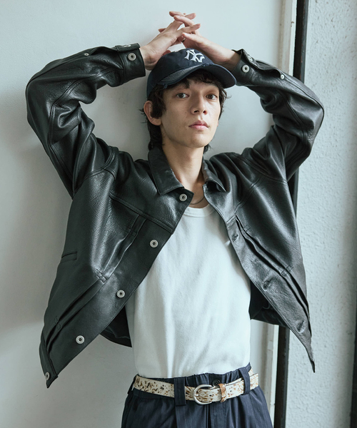 ニュージーランド ラムレザー トラッカージャケット（ライダース