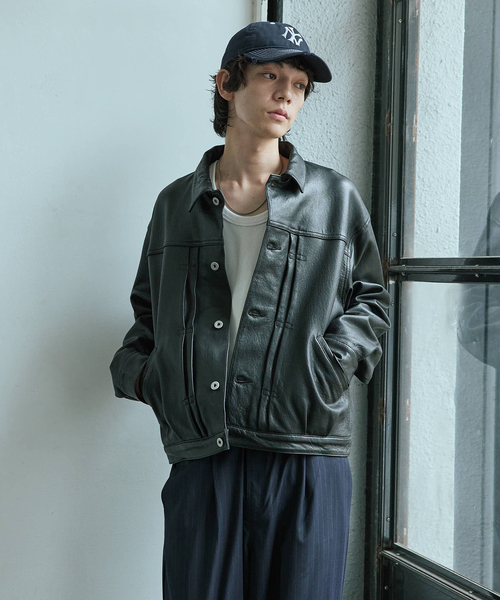 ニュージーランド ラムレザー トラッカージャケット（ライダース