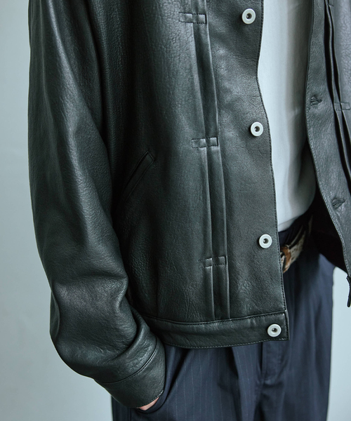 ニュージーランド ラムレザー トラッカージャケット（ライダース