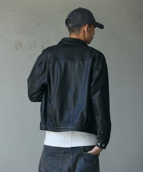 ニュージーランド ラムレザー トラッカージャケット（ライダース