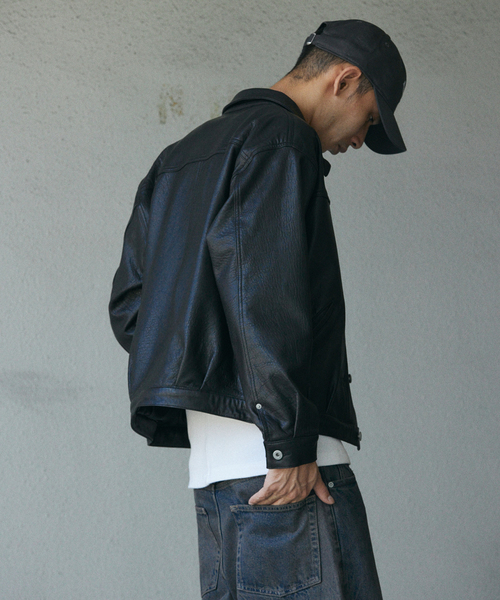 ニュージーランド ラムレザー トラッカージャケット（ライダース