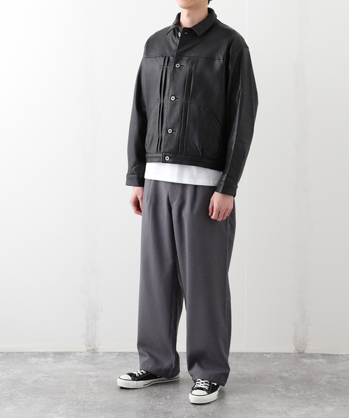 ニュージーランド ラムレザー トラッカージャケット（ライダース