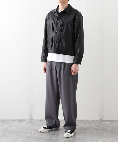 ニュージーランド ラムレザー トラッカージャケット（ライダース