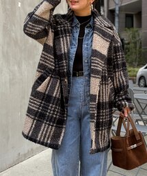 Chez toi | ブークレファーチェックコート(その他アウター)