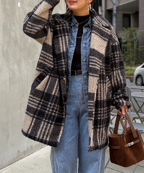Chez toi（シェトワ）の「ブークレファーチェックコート（その他