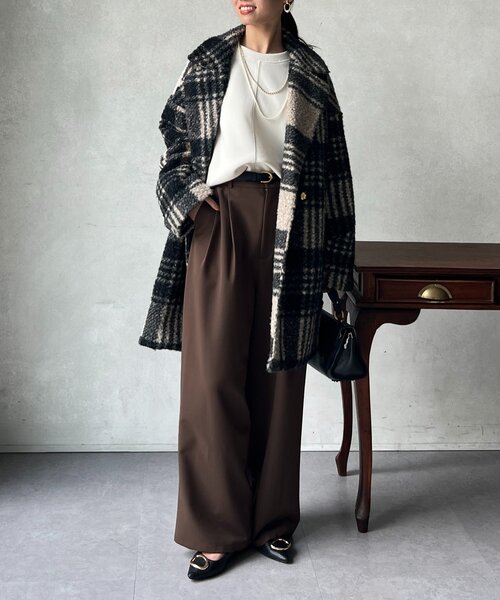 セール】ブークレファーチェックコート（その他アウター）｜Chez toi