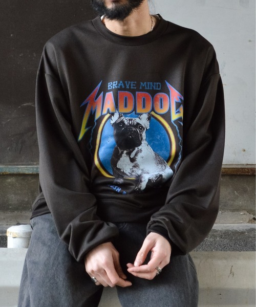 MODISH GAZE(モディシュガゼ)の「【MODISH GAZE】クルーネック BIG スウェット MAD DOG(スウェット・メンズ・アッシュグレー/チャコール/ブラック・MEDIUM/LARGE)」の9枚目の写真
