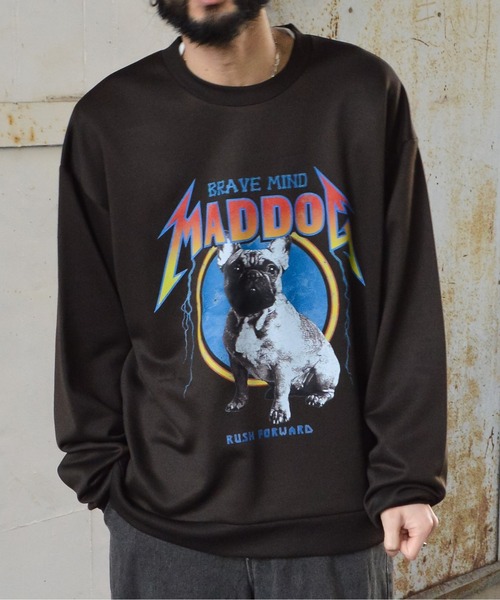 MODISH GAZE(モディシュガゼ)の「【MODISH GAZE】クルーネック BIG スウェット MAD DOG(スウェット・メンズ・アッシュグレー/チャコール/ブラック・MEDIUM/LARGE)」の10枚目の写真