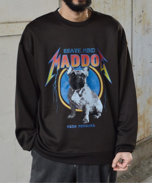 MODISH GAZE(モディシュガゼ)の「【MODISH GAZE】クルーネック BIG スウェット MAD DOG(スウェット・メンズ・アッシュグレー/チャコール/ブラック・MEDIUM/LARGE)」の12枚目の写真