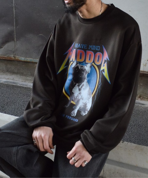 MODISH GAZE(モディシュガゼ)の「【MODISH GAZE】クルーネック BIG スウェット MAD DOG(スウェット・メンズ・アッシュグレー/チャコール/ブラック・MEDIUM/LARGE)」の13枚目の写真