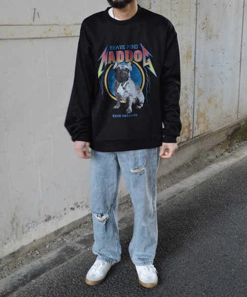 MODISH GAZE(モディシュガゼ)の「【MODISH GAZE】クルーネック BIG スウェット MAD DOG(スウェット・メンズ・アッシュグレー/チャコール/ブラック・MEDIUM/LARGE)」の20枚目の写真