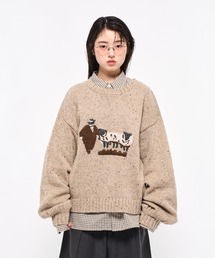 Elanque(GN)Volume Embroidrerd knit(jbg/Z[^[)