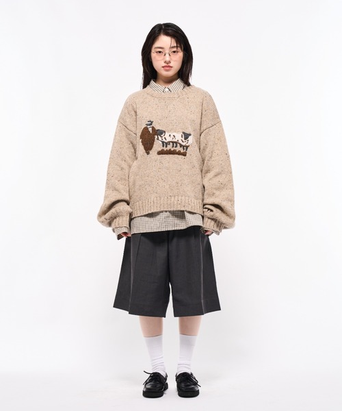 未使用 アパルトモン B/N Volume Knit ボリュームニット Volume Embroidrerd knit/ボリューム刺繍ニット(ニット