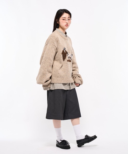 Elanque（エランク）の「Volume Embroidrerd knit/ボリューム刺繍ニット（ニット/セーター・メンズ・ベージュ/グレー・MEDIUM/LARGE）」の11枚目の写真