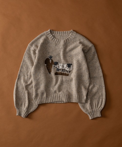 Elanque（エランク）の「Volume Embroidrerd knit/ボリューム刺繍ニット（ニット/セーター・メンズ・ベージュ/グレー・MEDIUM/LARGE）」の16枚目の写真