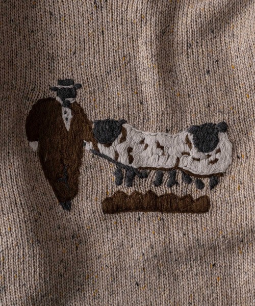 Elanque（エランク）の「Volume Embroidrerd knit/ボリューム刺繍ニット（ニット/セーター・メンズ・ベージュ/グレー・MEDIUM/LARGE）」の18枚目の写真