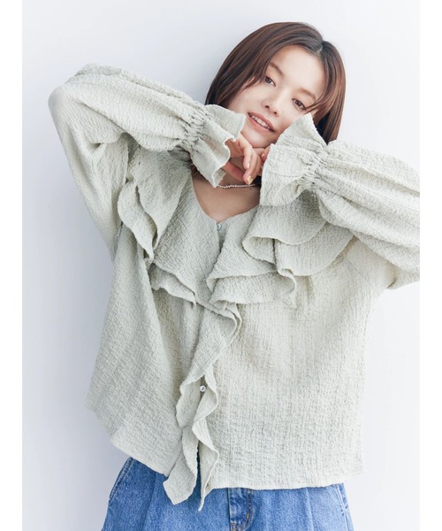 Ungrid（アングリッド）の「フリルデザインブラウス（シャツ/ブラウス・レディース・オフホワイト/ブルー/ブラック・FREE）」の5枚目の写真