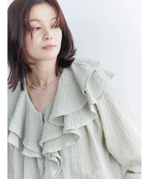 Ungrid（アングリッド）の「フリルデザインブラウス（シャツ/ブラウス・レディース・オフホワイト/ブルー/ブラック・FREE）」の7枚目の写真