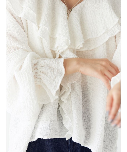 Ungrid（アングリッド）の「フリルデザインブラウス（シャツ/ブラウス・レディース・オフホワイト/ブルー/ブラック・FREE）」の12枚目の写真