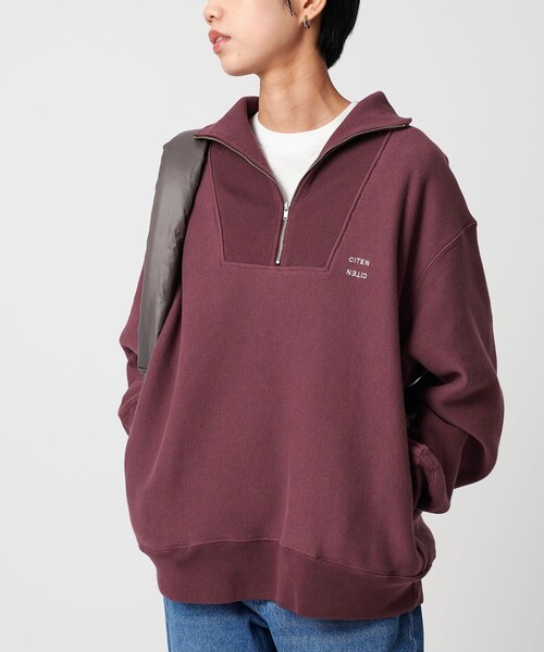 CITEN（シテン）の「＜CITEN＞リバースハーフジップスウェット（スウェット・レディース・ライトグレー/ダークブラウン/オレンジ/ライトブルー・FREE）」の3枚目の写真