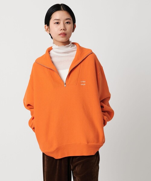 CITEN（シテン）の「＜CITEN＞リバースハーフジップスウェット（スウェット・レディース・ライトグレー/ダークブラウン/オレンジ/ライトブルー・FREE）」の4枚目の写真