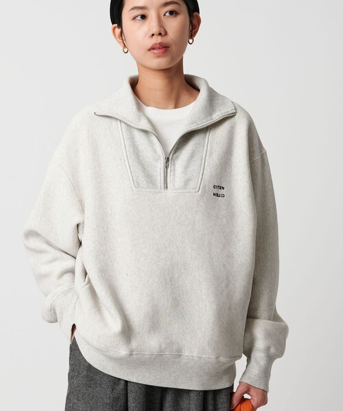 CITEN（シテン）の「＜CITEN＞リバースハーフジップスウェット（スウェット・レディース・ライトグレー/ダークブラウン/オレンジ/ライトブルー・FREE）」の2枚目の写真