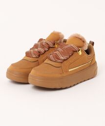 MAD FOOT（マッドフット）の「MADFOOT! マッドフット キッズ ビッグリボンスニーカー【ふわふわボア/撥水/幅広3E】厚底 ひも靴 レースアップ 250031（スニーカー）」